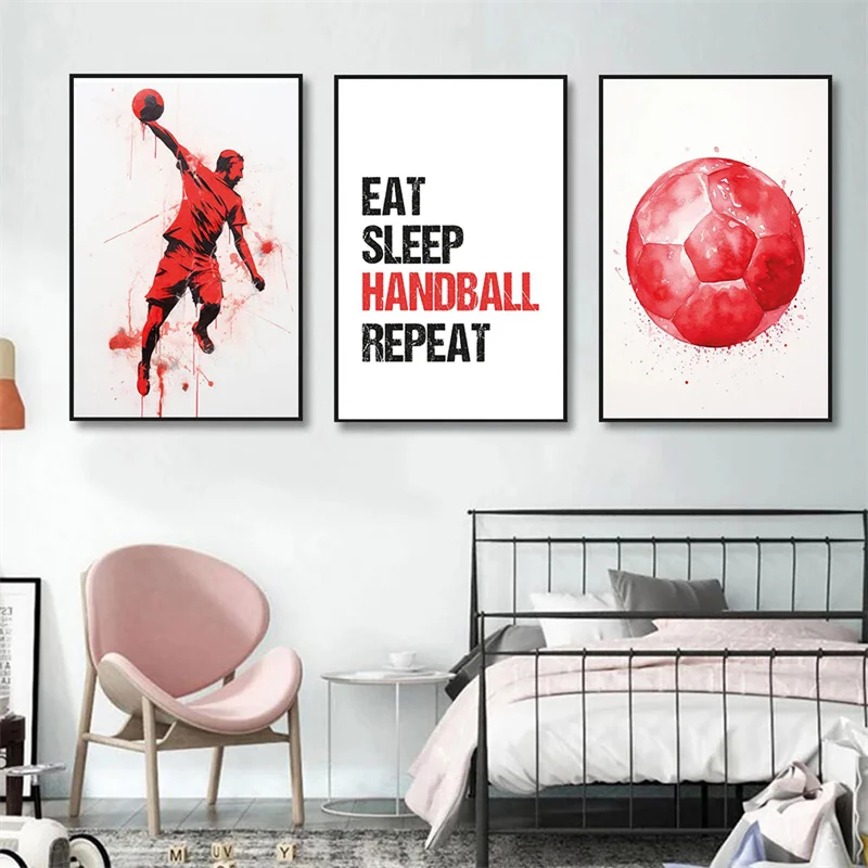 Handball Sports Prints Posters Inspirational Canvas Prints Art Painting Abstract Wall Art Pictures Home Boy Bedroom Decor Gift