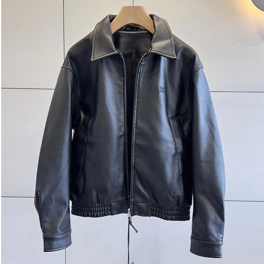 

Высококачественная дизайнерская сверхпрочная корейская легкая роскошная мужская куртка с лацканами N43, классическая текстурированная толстая куртка из искусственной кожи, осень 2023 г.