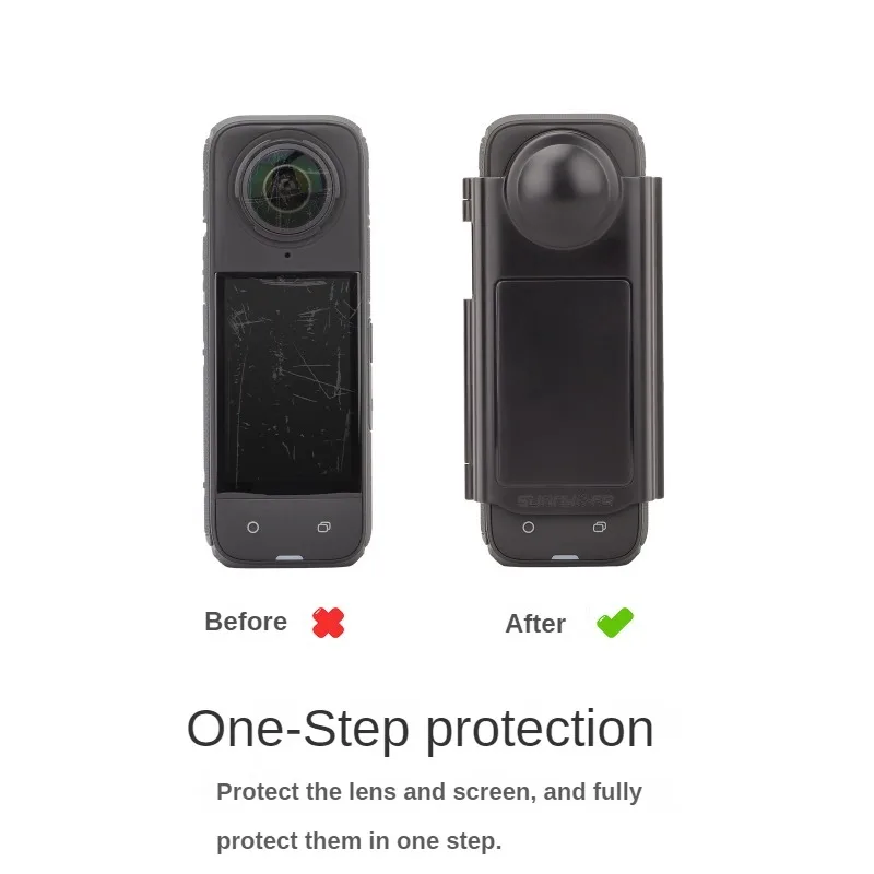 Sunnylife-Étui de protection pour écran d'objectif Insta360, transparent, anti-chute et anti-poussière, accessoires