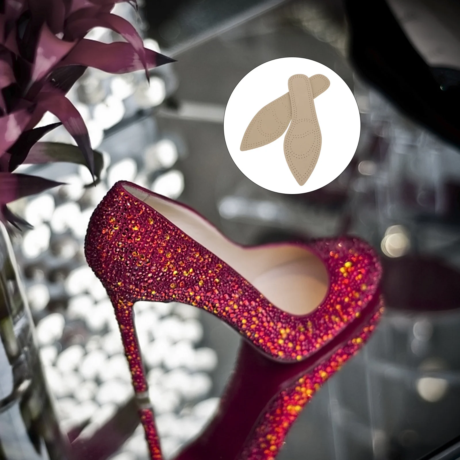 2 أزواج النعال انفصال للكعب العالي تنفس مكافحة فضفاضة البقرة بطانة حذاء نعل للكعب العالي المضادة للعرق نعل