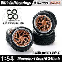 1/64 Model Car ABS Wheels and Slicks Tireswith Ball Bearing Brake Disc Refitting Parts For Model Car Hot Wheels