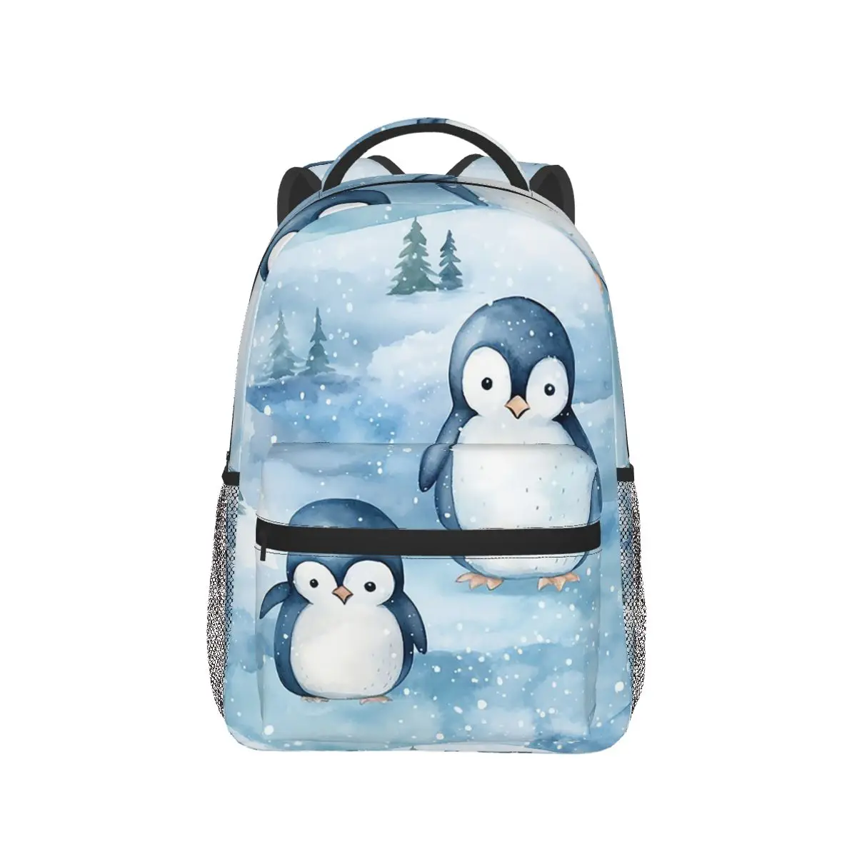 

Cute Penguin And Ice Snow Backpack Hot Sale Daypack Large Capacity Children BookBag School Bag Shoulder Bags for Men Women
