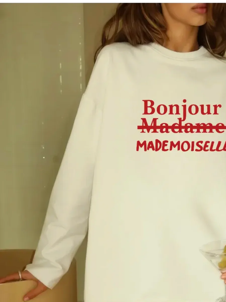 Camisas de manga larga de algodón puro con temperamento Retro, sudaderas finas únicas con estampado de letras bonitas, ropa de calle para mujer, Tops de moda de otoño