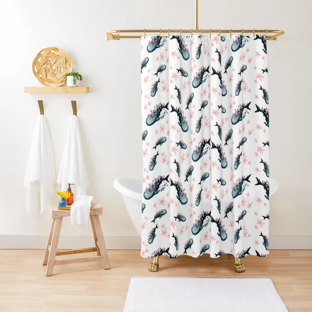 

floral whale shark pattern Shower Curtain For Bathroom Window Shower For Bathrooms Bathroom Accessorys Curtain