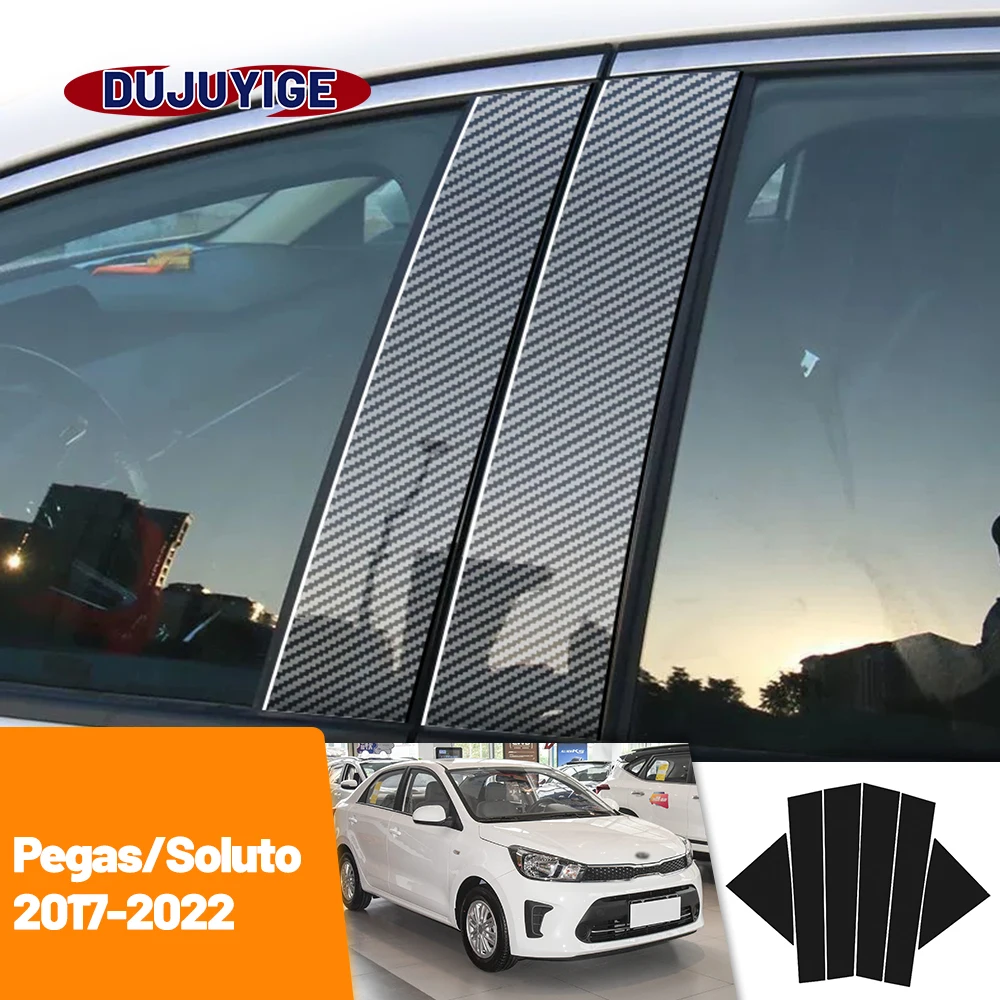 

For Kia Pegas Soluto 2017-2022 2018 2019 2020 2021 Carbon Fiber Window Door Column Deal B C Pillar Post Cover Trim Sticker