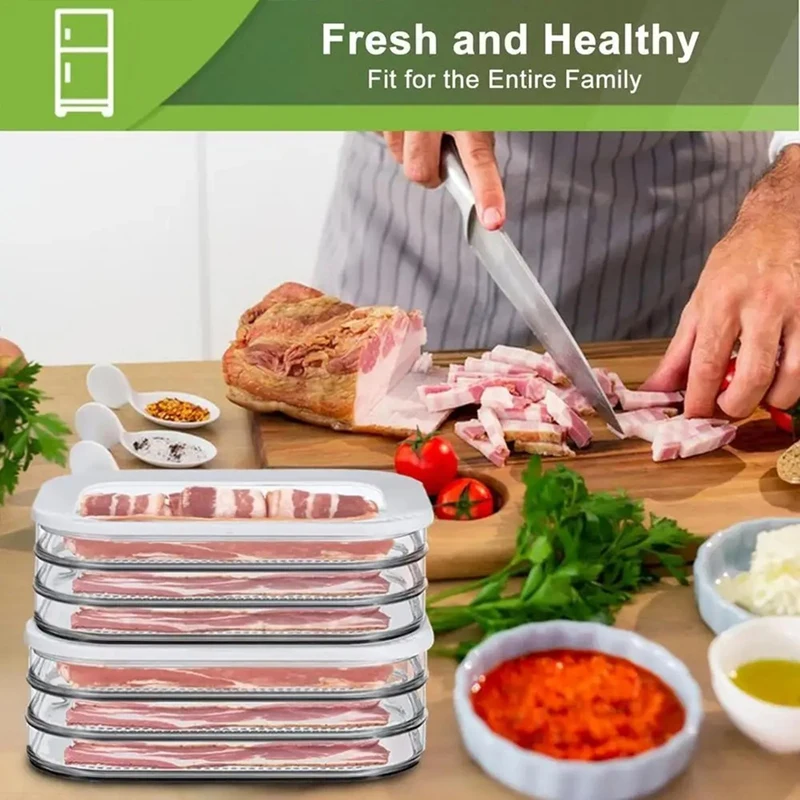 Lunch Meat Container For Refrigerator Bacon Preservation Box Bacon Storage Keeper Food Storage Solution Detachable