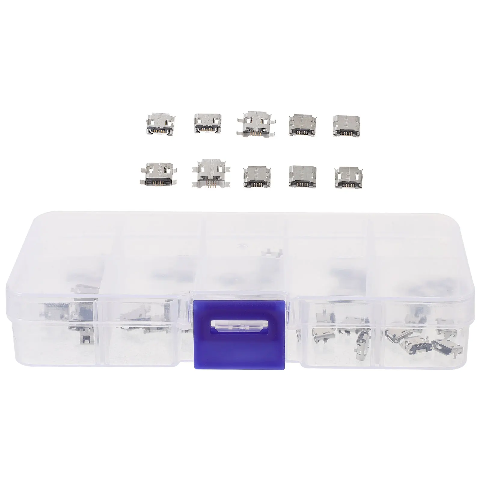 

50Pcs Micro USB Port USB Socket Female 5-Pin Copper Solder Repair Replacement Adapter 5-Pin Jack Socket 5 Pin Connector