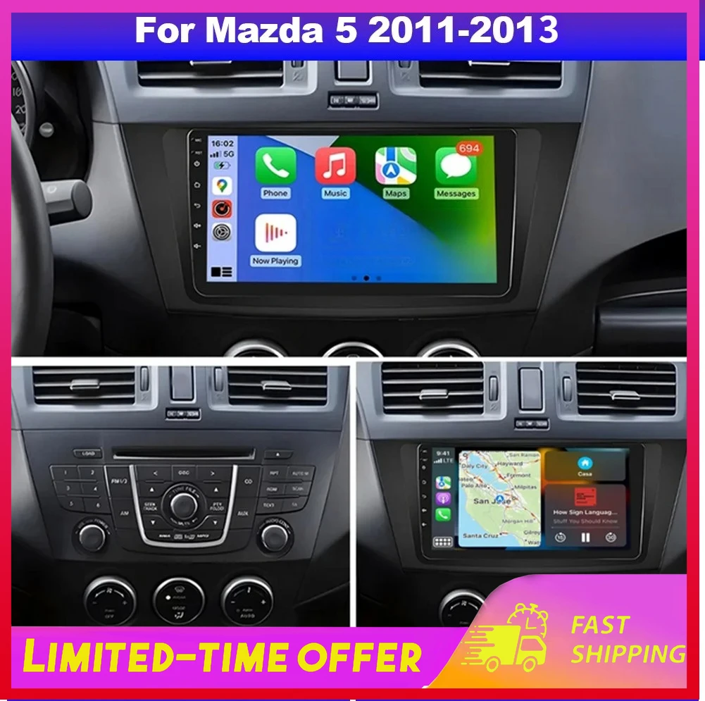 

Автомагнитола Android 15 с беспроводным CarPlay для Mazda 5 2011-2013, GPS-навигация, Wi-Fi, мультимедиа, видео, 2 ГБ ОЗУ + 32 ГБ ПЗУ