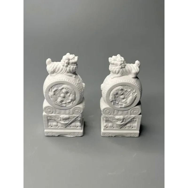 Antique by small ornaments, Chinese style by piers, a pair of lucky Pixiu holding drums, stone micro-landscape decoration