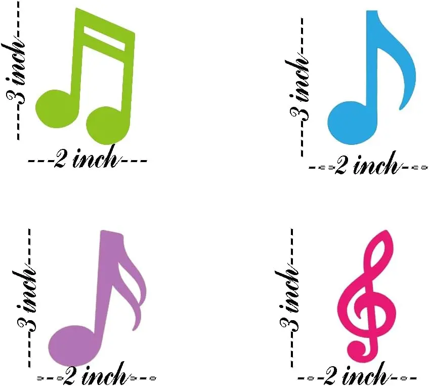 Music Notes Wall Decals 2x3inch Music Symbol Notes Stickers for Music Theme Party Decorations 60Pcs