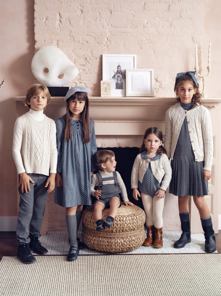 AS Grid collection 2024 Autumn Family Matching Clothing wool knitted boys and girls clothes