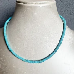 2*4MM Heishi Blue Color Turquoise Necklace Natural Stone Chocker Beaded Mother Daughter 40/45/50/55cm
