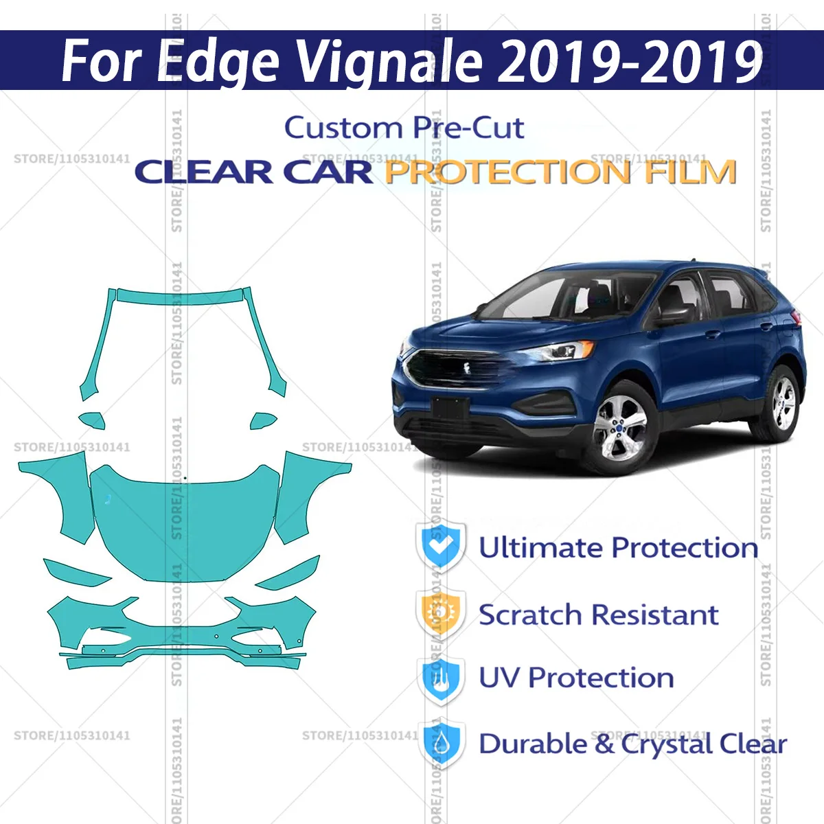 

Pre-Cut Paint Protection Film PPF Transparent Car Film Professional Automotive PPF Front Kit For Edge Vignale 2019-2019
