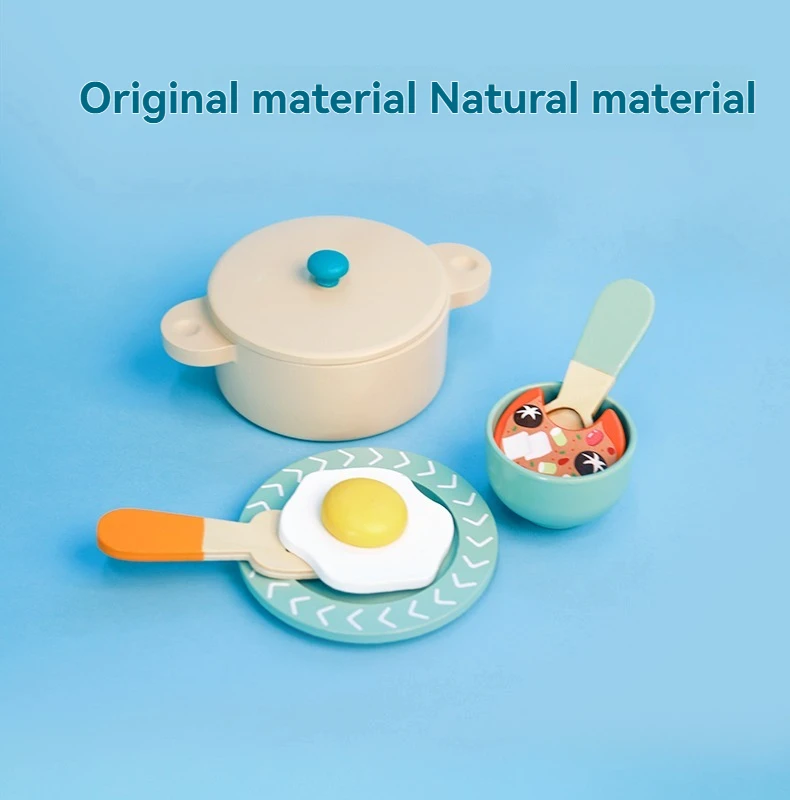 Holzspielzeug für Kinder, Simulationsküche, frühkindliche Bildungsspielzeuge, Kochgeschirr, Töpfe, Pfannen, Rollenspiel, Essen, Rollenspiele – Detail 7