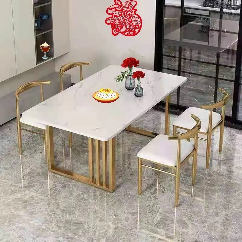 Centerpiece Unique Dining Table Rectangular Floor Metal Design Center Dining Table Coffee Set Kitchen Mesas De Jantar Furniture