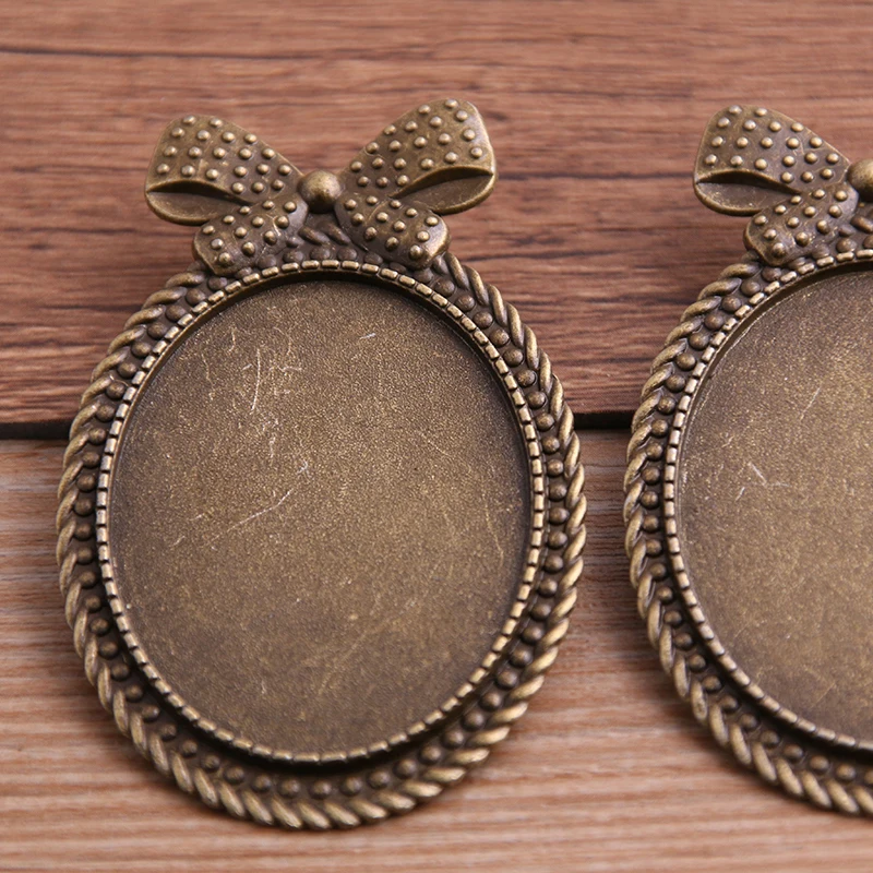 4pcs 30*40/18*25mm Inner Size Antique Silver color/Bronze Oval Brooch 7 Style Cabochon Base Setting Charms Pendant