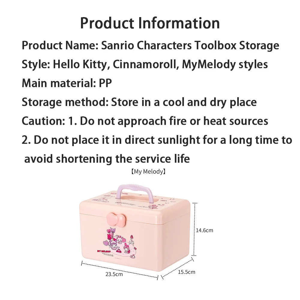 Hello Kitty Kuromi Melody Cinnamoroll Cartoon Toolbox Geneeskunde Opbergdoos Thuis Opbergdoos Randapparatuur Kamer Versierd