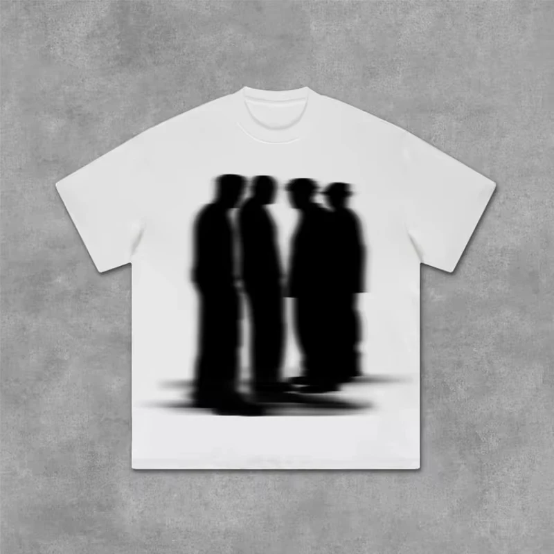 جو الشارع الظل الافتراضي شخصيات الظل الجرافيك القطن تي شيرت الرجال Y2K خمر المعتاد التي شيرت الصيف النساء بلايز تيز