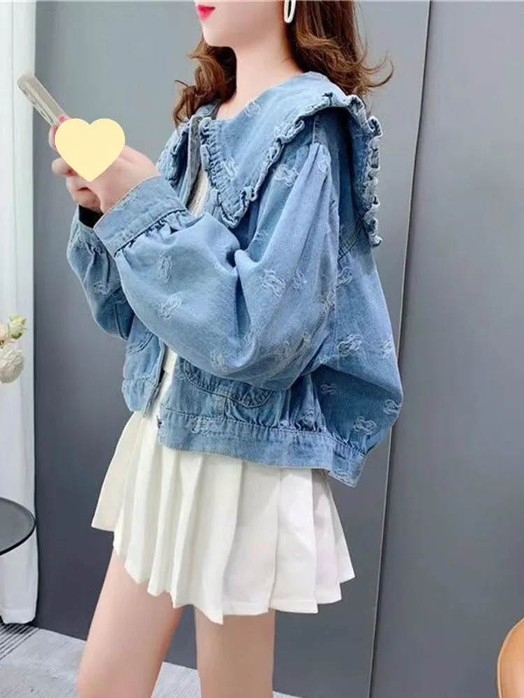 Vintage Streetwear Denim Jackets Long Sleeved Korean Fashion Baggy Short Chaquetas Loose Women's Casual New Retro Coat Top