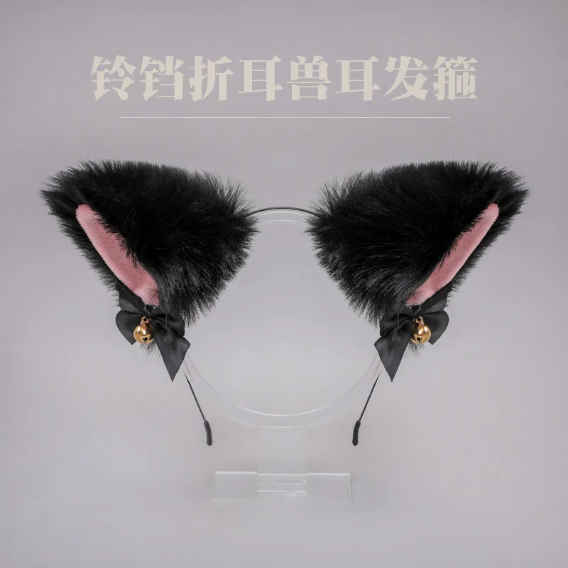 Lolita Cosplay Cat Ears Headband Anime Dance Party Costume Wolf Fox Ear Plush Hairband Girls Kawaii Hair Accessories Props