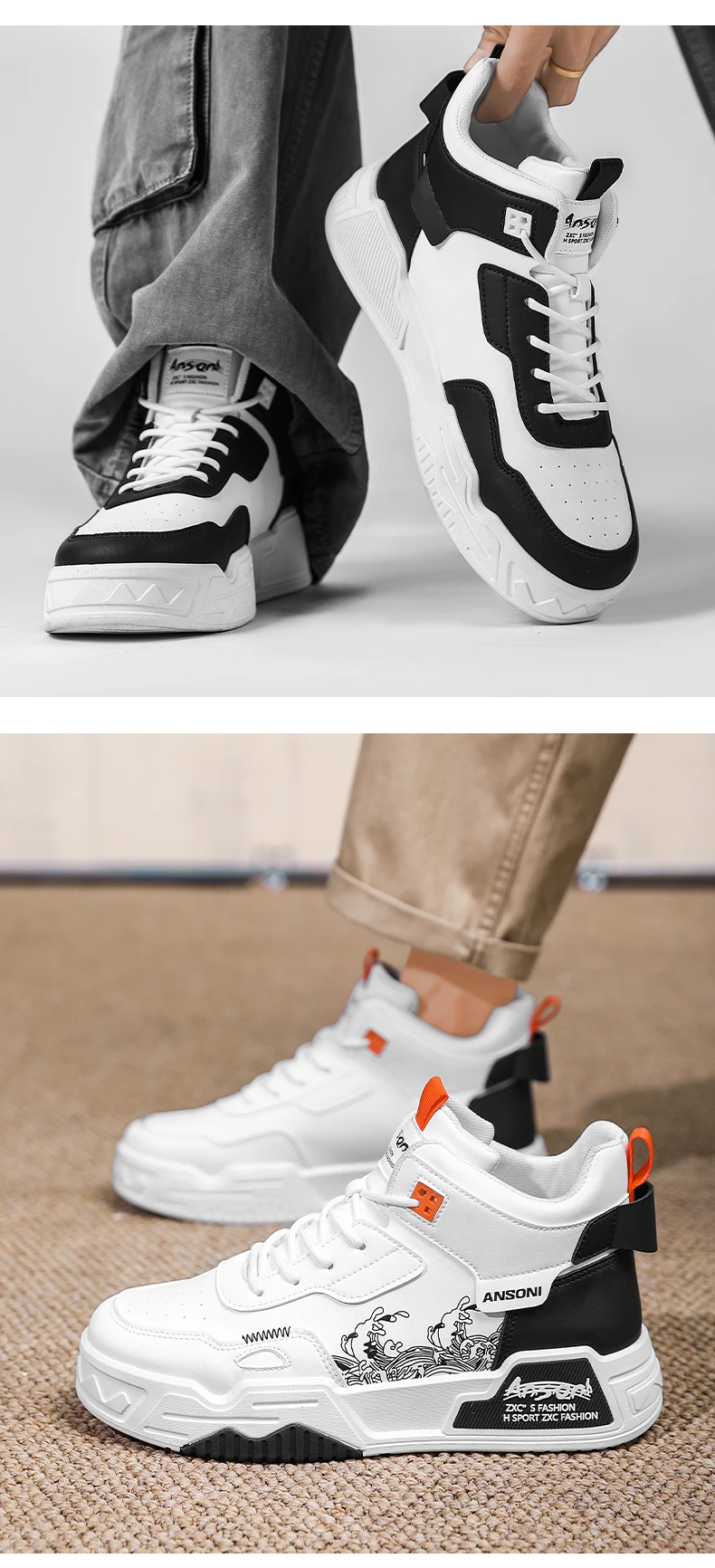 Herren-Joker-High-Top-Freizeitschuhe, Ganzjahres-Outdoor-Wanderschuhe mit weicher Sohle, Jugend-Sport-Borad-Schuhe, flache Schuhe mit dicker Sohle – Detail 14