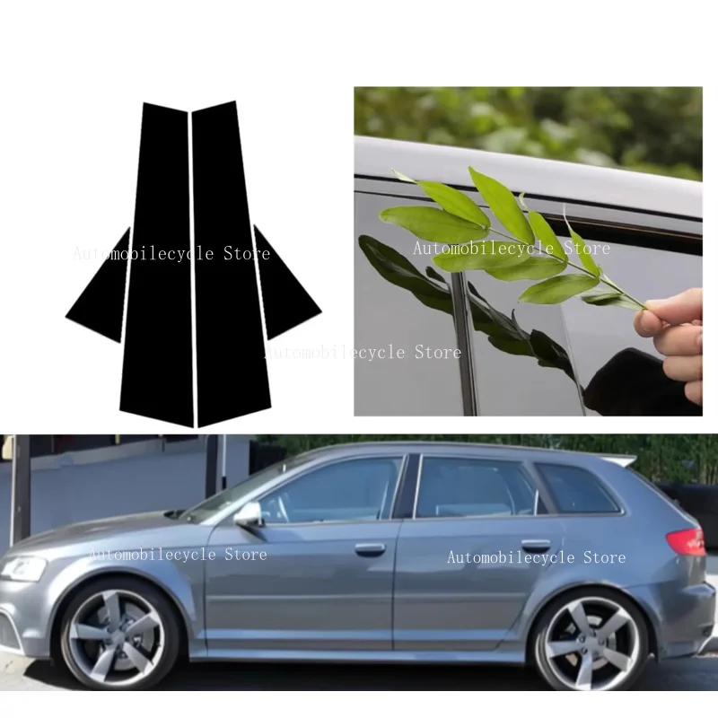 

4PCS Glossy Black Pillar Posts For Audi A3 S3 RS3 4dr 8P 2003 2004 -2013 Car Door Window Polished Pillar Posts Trim Covers