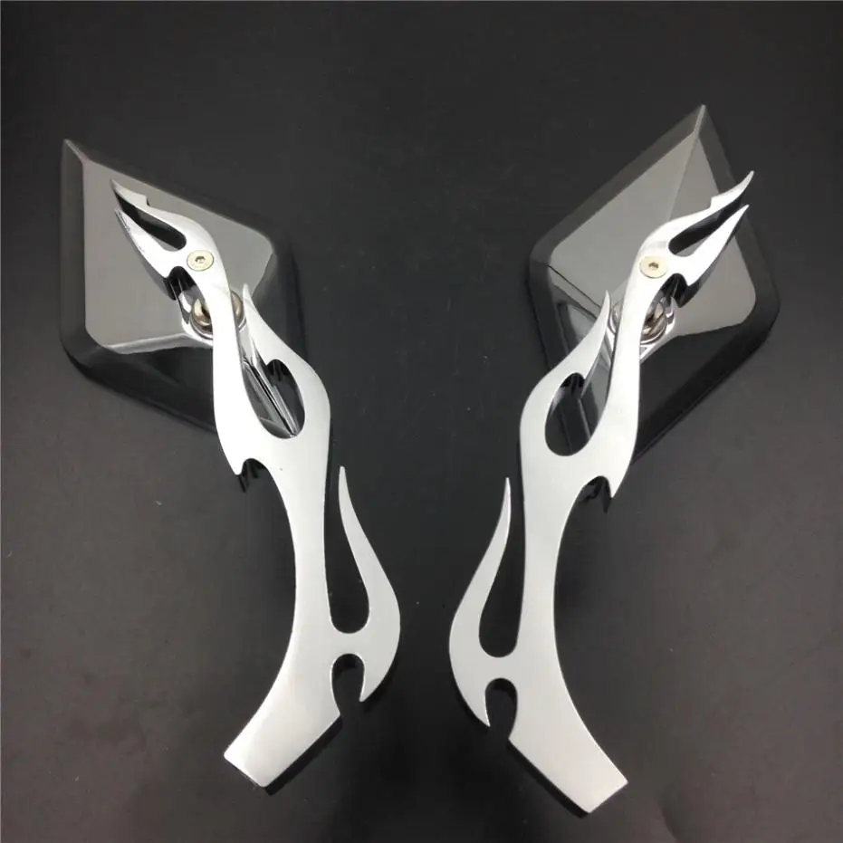 Motorcycle CNC Diamond Flame Rearview Mirrors For Harley Dyna Softail Sportster Touring Street Dirt bike Cruiser Scooter Chrome