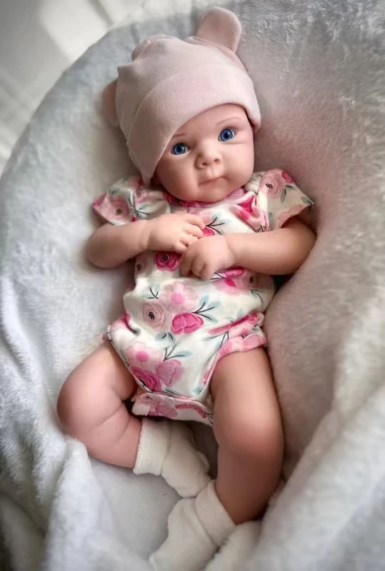 45 cm Wasbare Bettie Effen Siliconen Reborn Meisje Pop Met Open Mond 3D Geschilderde Huid Bebe Pop reborn tam siliconen bebek