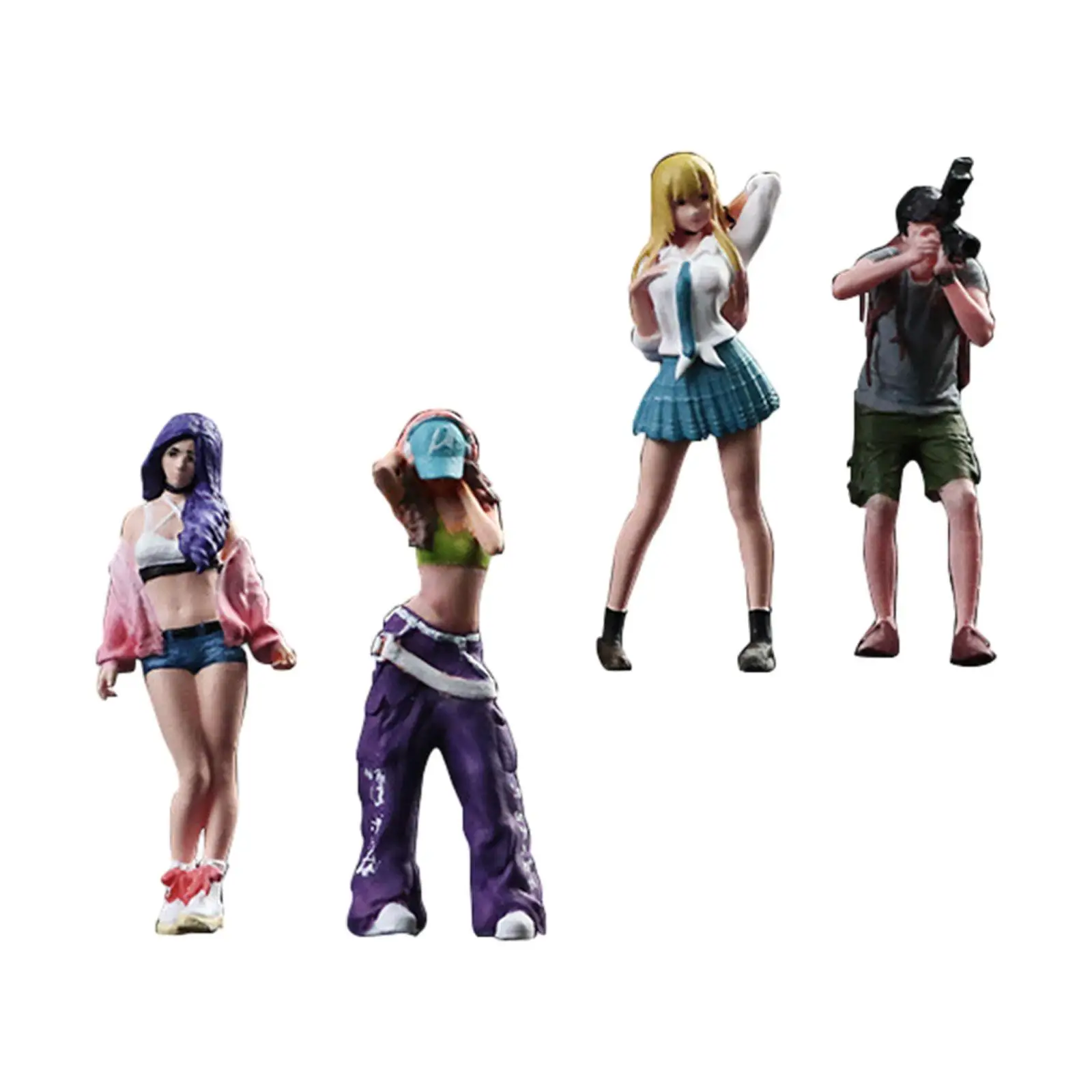 

4Pcs 1:64 Scale Girl Figure Realistic Collections Layout Decoration Dioramas