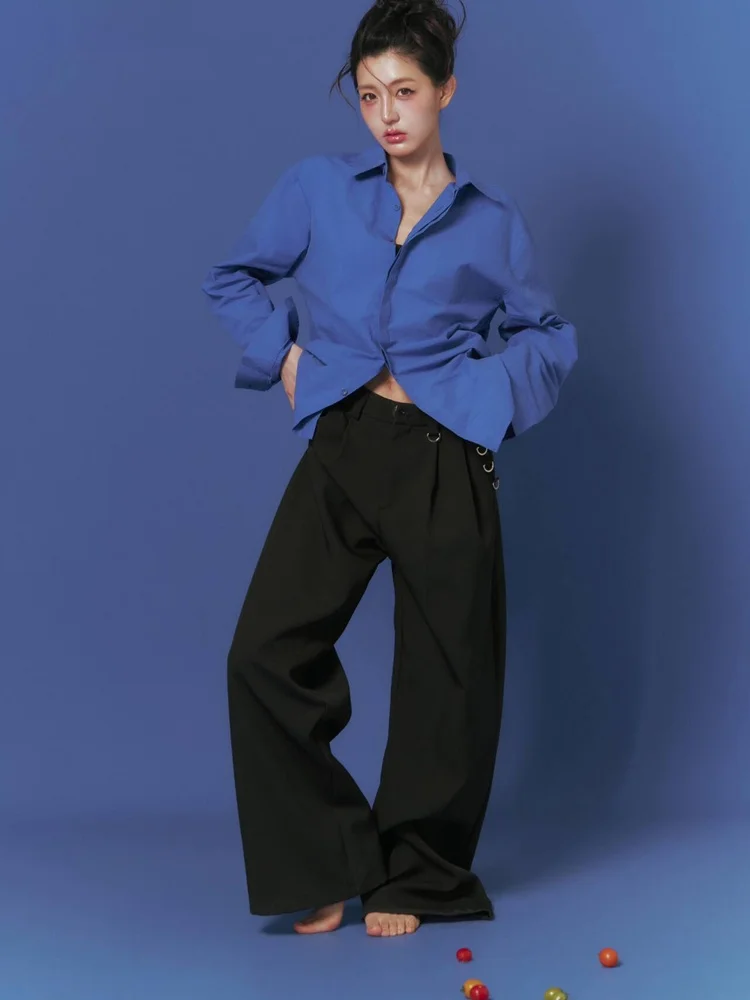 

2026 New Blue Klein Blue High-End Feeling Photography Studio Korean Mixed Feel Atmosphere Art Photo Clothing Women's Fashion