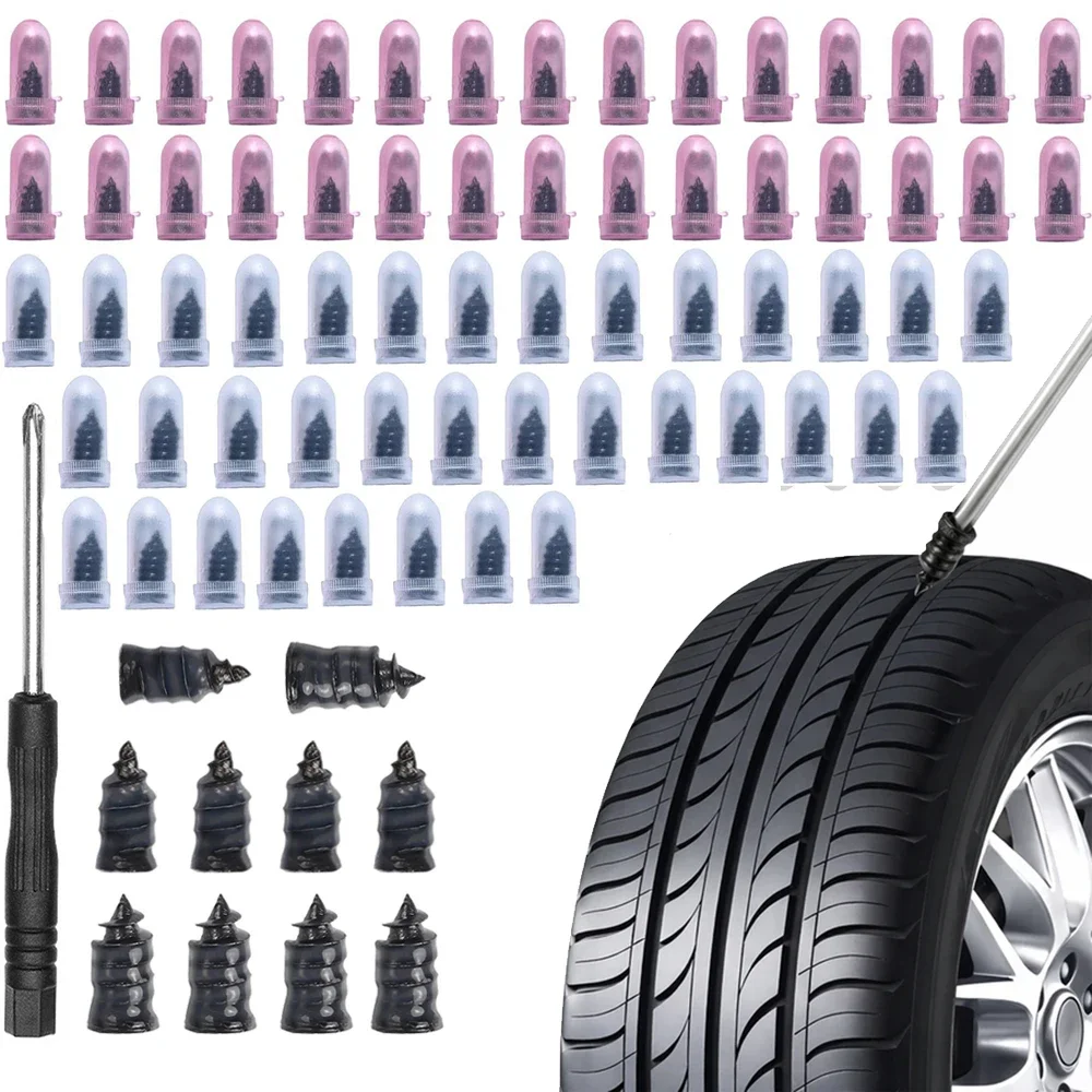 Auto-Reifenreparatur-Set: Vakuum-Reifenschrauben, Gummi-Patches, Universelles Reifenpannen-Reparaturkit für Auto und Motorrad, Schlauchlose Reifen-Reparaturwerkzeuge