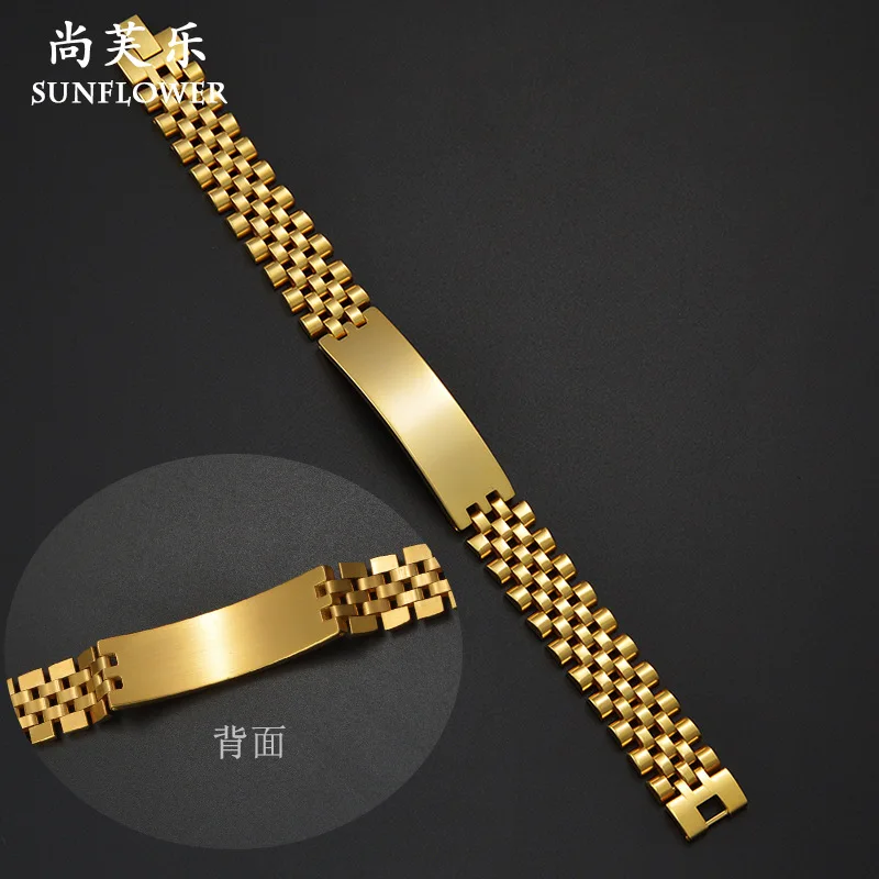 Luxury 24K 9999 Pure Gold real gold Men's Curved Brand Bracelet European and American Personality Watch Bracelet