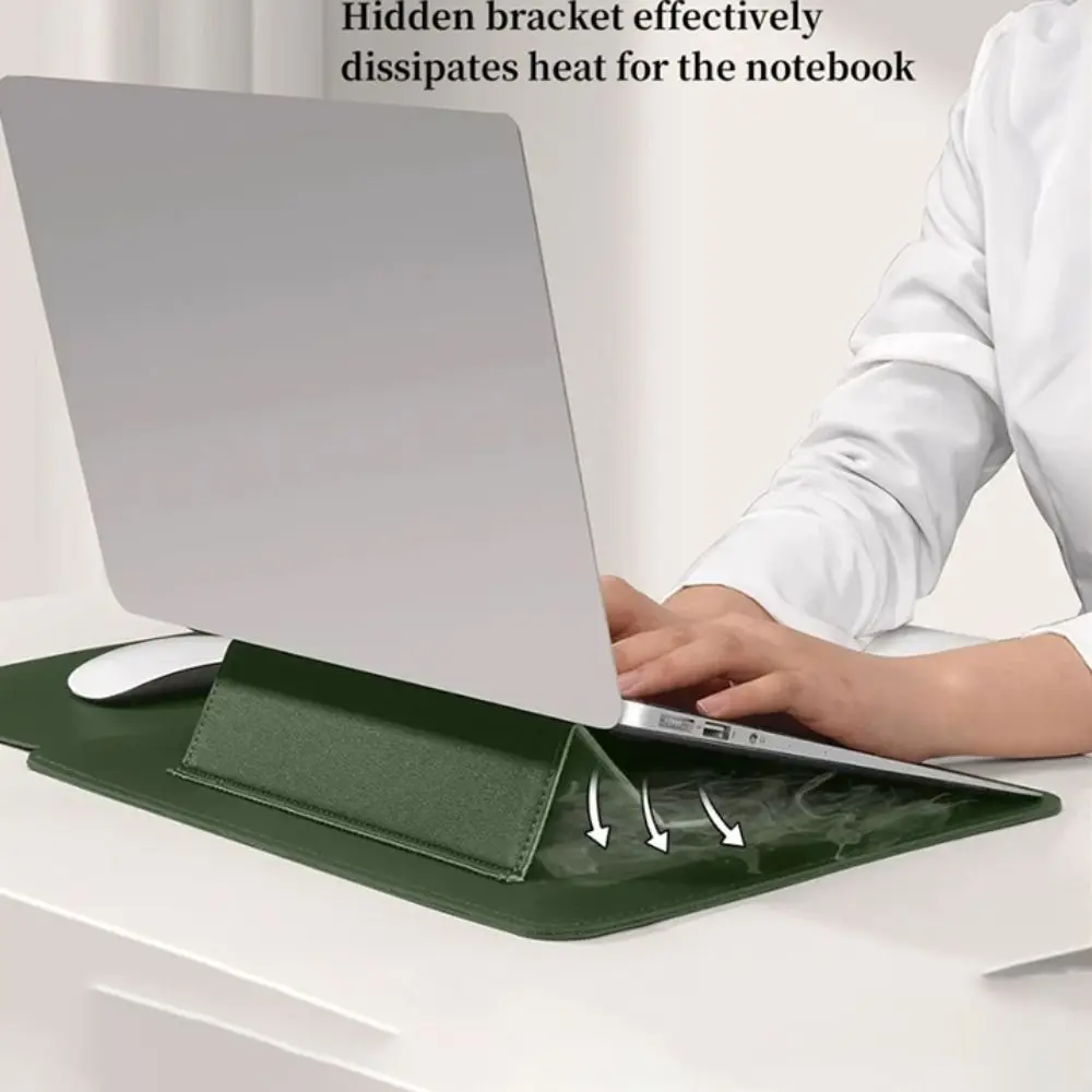 Modern Design Portable Laptop Sleeve Bag Pu Leather 13.3/15inch Computer Bag Waterproof Solid Color Laptop Stand Student