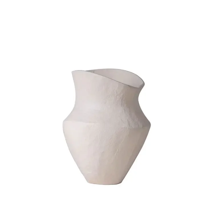 

INS wind light luxury wide mouth white vase home model room hotel bed and breakfast living room
