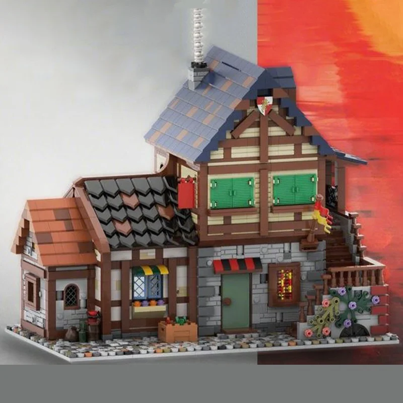 2721 قطعة MOC وحدات القرون الوسطى الفرنسية البيت 1 قلعة نموذج بناء هدية الكريسماس كتل اللعب تجميع DIY بها بنفسك فكرة الإبداعية الطوب #2