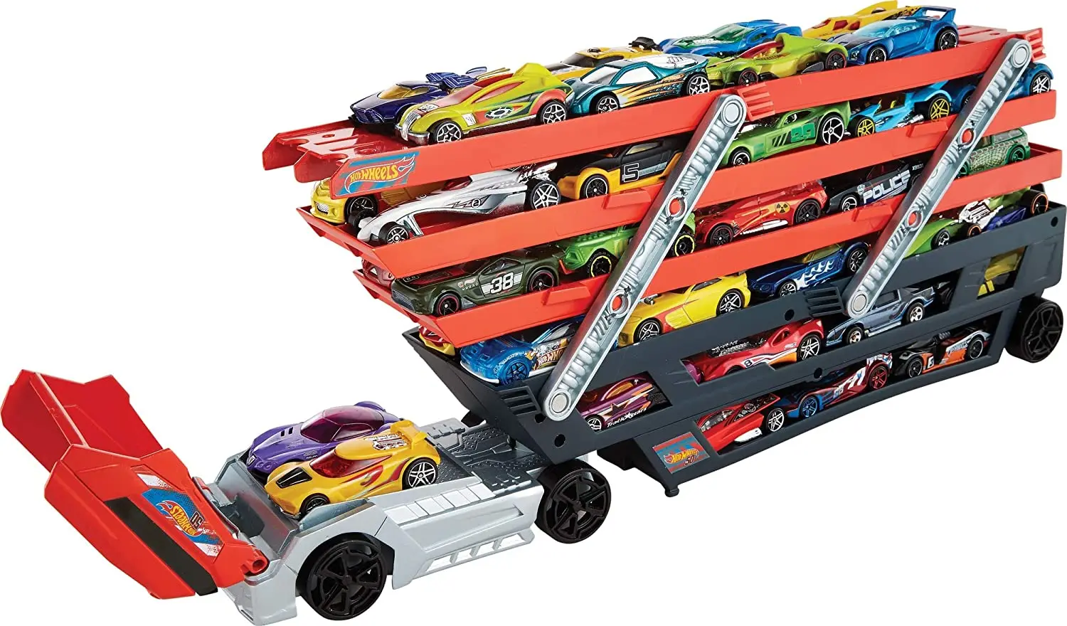 Original Hot Wheels Car HW City Mega Hauler Truck Semi Holds 50 Diecast 1/64 Toy Car Educational Kid Boys Toys for Children Gift