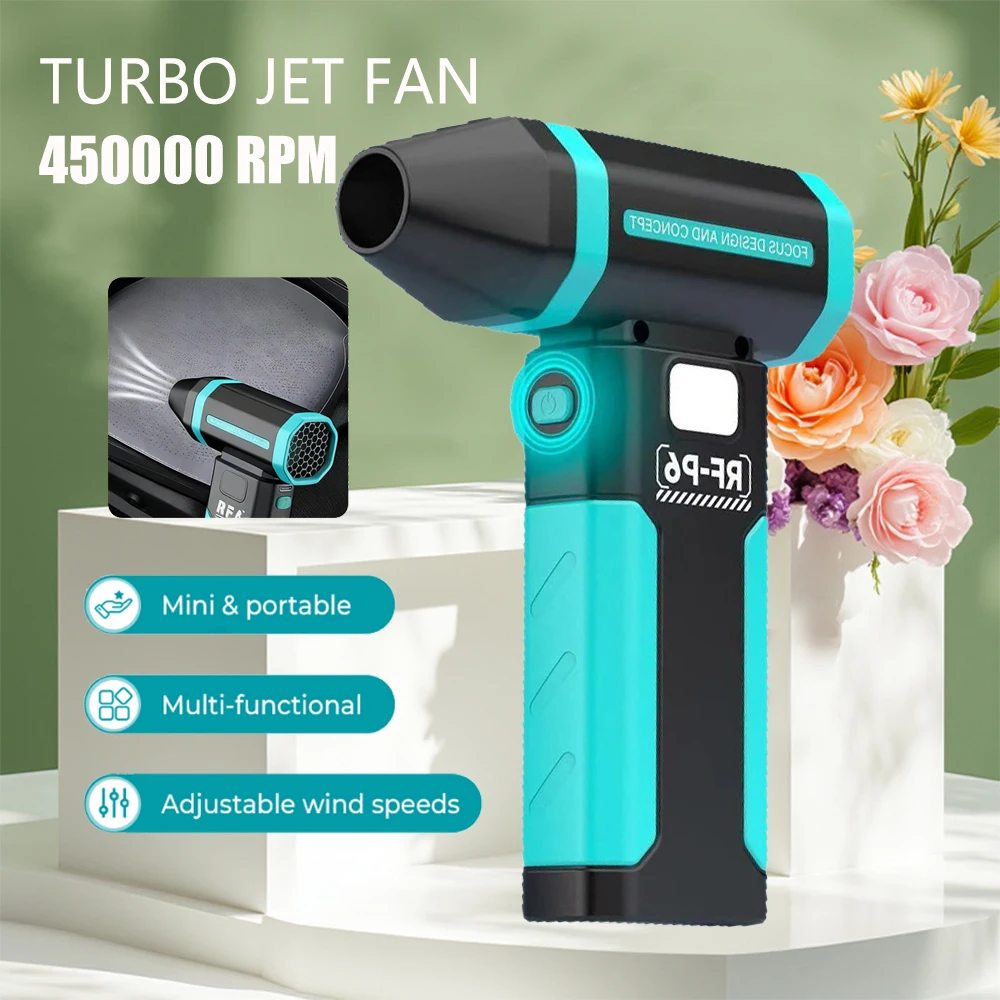 

Электрическая воздушная тряпка 450000 об/мин, высокоскоростной двигатель, 6000 мАч, воздуходувка из алюминиевого сплава, турбовентилятор, регулируемый струйный автомобильный вентилятор