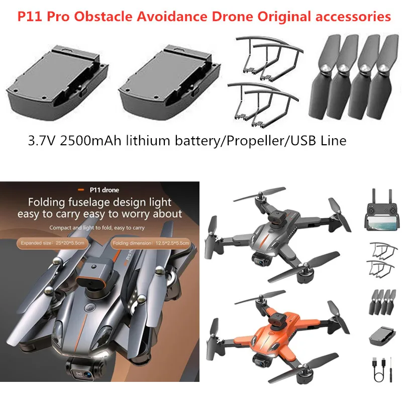 P11 Avoidance RC Drone Battery Spare Parts 3.7V 2500MAh Battery For P11 PRO RC Quadcopter Accessories P11 Drone Battery Blades