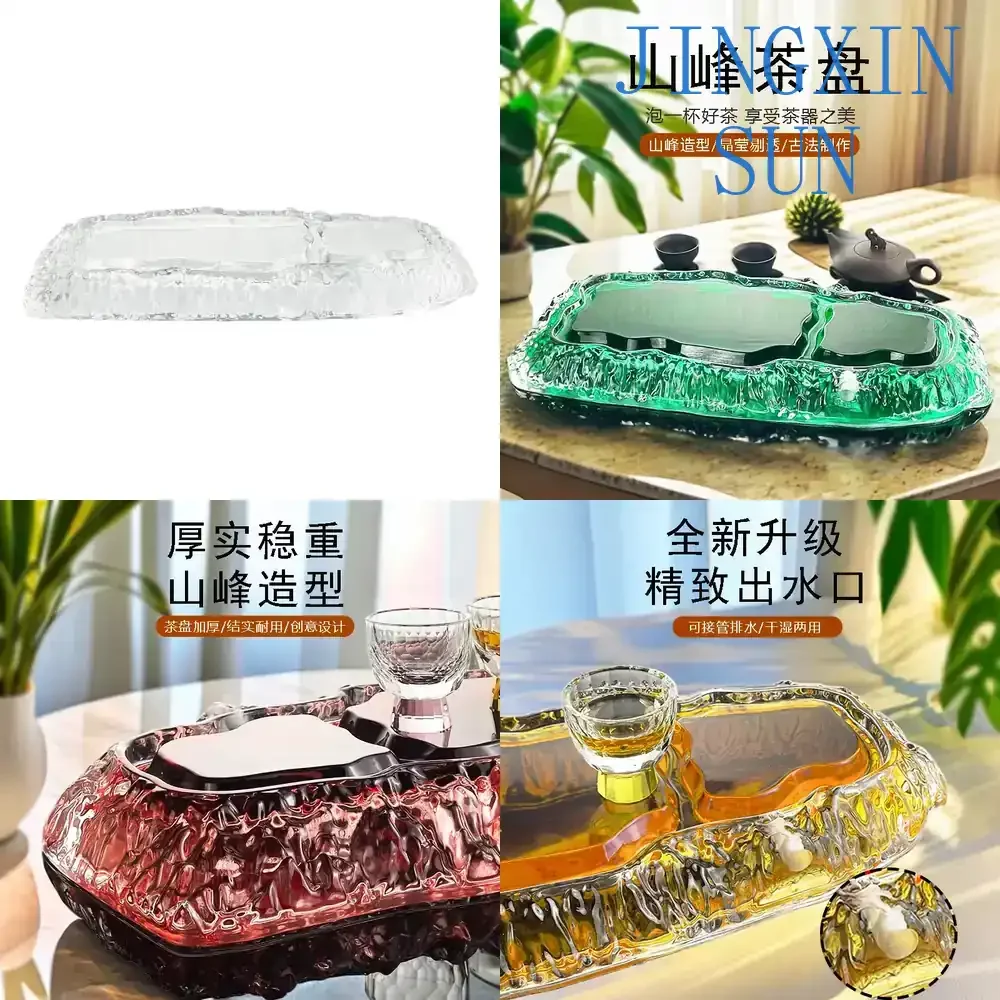 2025 Glazed Kung Fu Tea Set for Tea Ceremony for Home Office for Business Meeting for Tea Room for Gift Crystal Glazed Tray