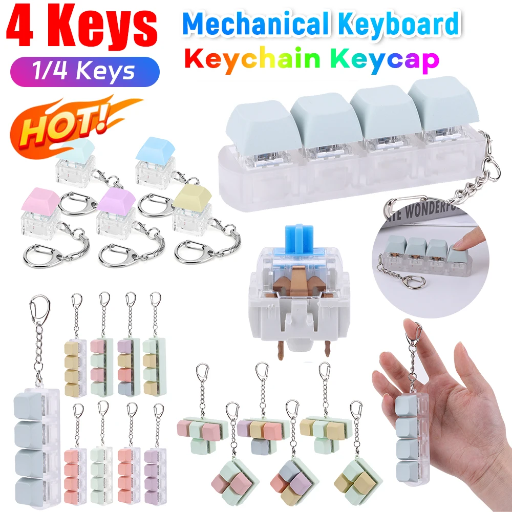 Keyboard Caps Toy Press Stress Relief Fidget Button Key Caps Fidget Keychain Keyboard Keychain Toys Finger Keyboard Key Toy