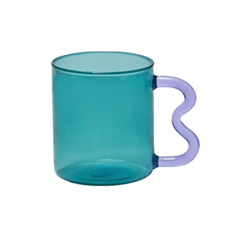 Design Colorful Ear Glass Mug Handmade Simple Wave Coffee Cup for Hot Water Tumbler Gift Drinkware 300ml