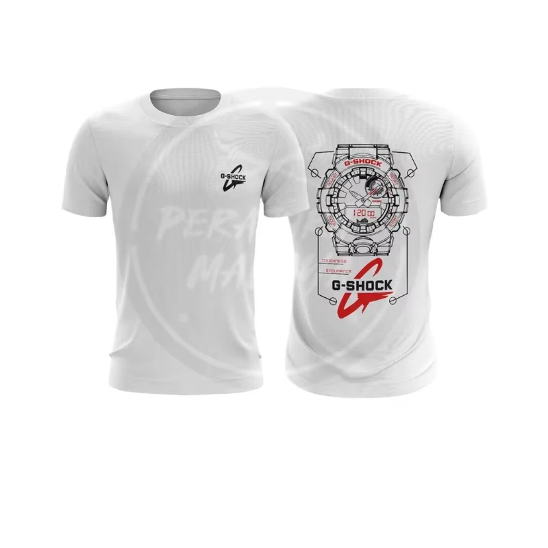 Men 100% Cotton Black Short Sleeve T-Shirt Rugged Digital Watch Blueprint Graphic Print Casual Streetwear Tee
