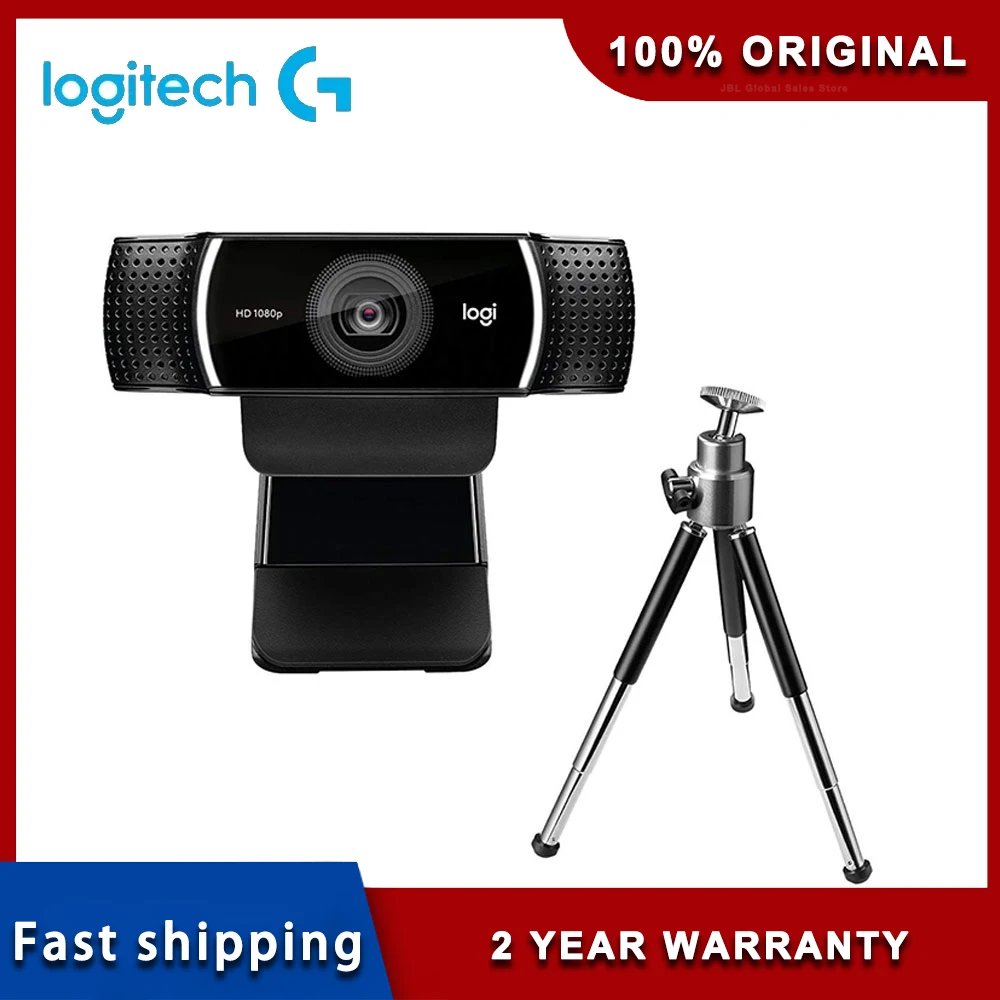 Original Logitech C922 Pro Stream Webcam 1080P Camera for HD Video Streaming & Recording 720P at 60Fps with Tripod Included