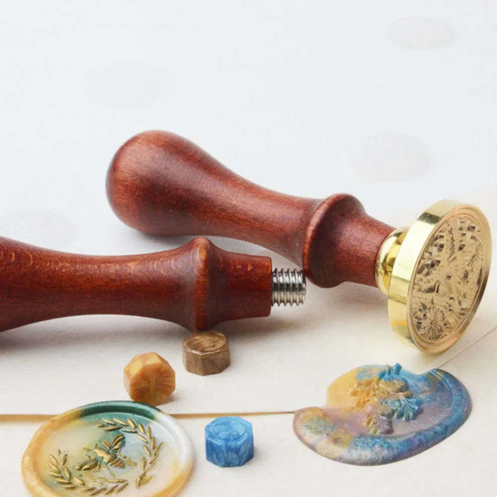 

3Pcs Wax Seal Stamp Handle Kit High Quality Wood Material Simple Appearance Easy to Use for Scrapbooking Invitations