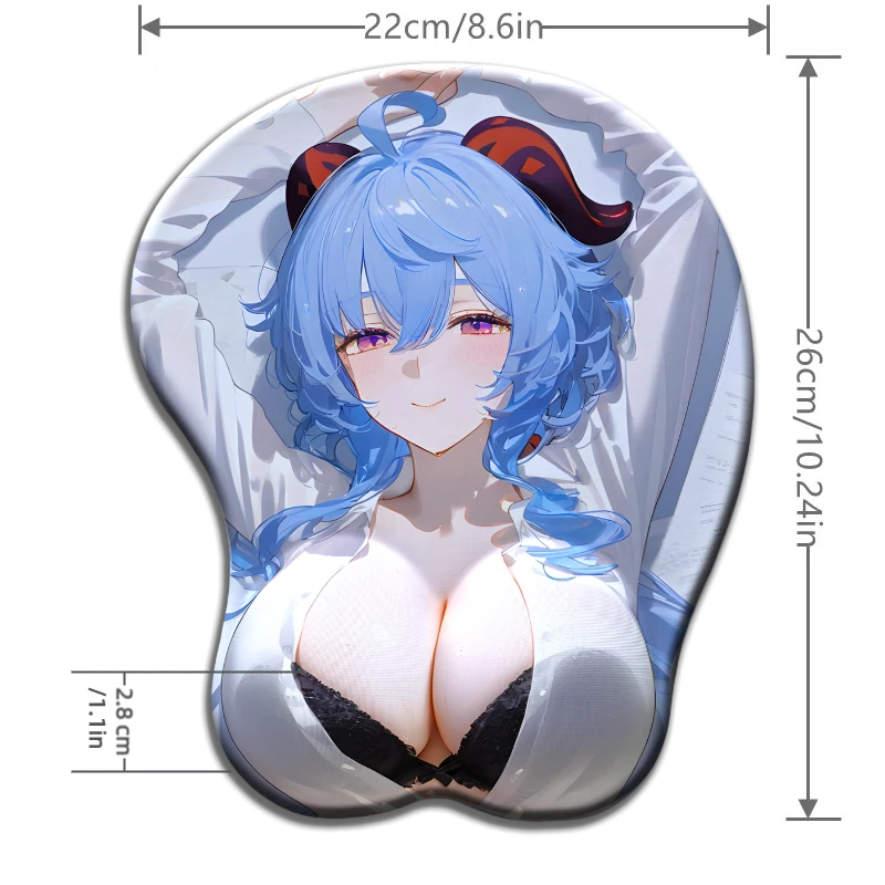

Game Ganyu Work OL Uniform Blue Hair with Horns 3D Wrist Rest Mouse Pad Genshin Impact Desk Pad Use Ergonomic