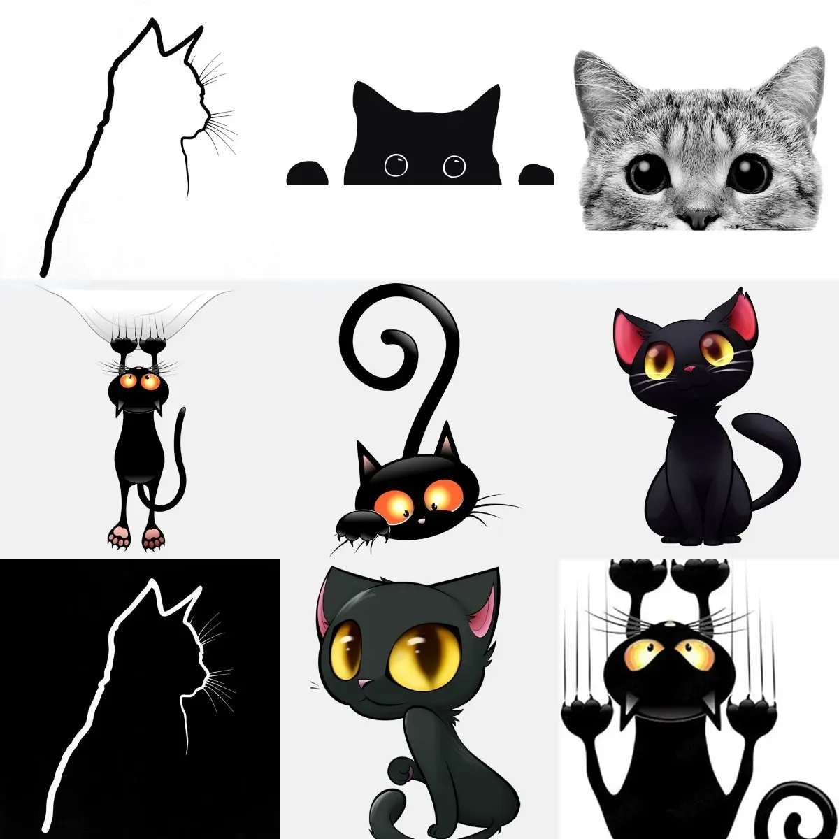 

Cute Black Cat Creative PVC Stickers Accessories for Decorate Car Van Wall Room Table Motorcycle Off-road Helmet Camper Bumper