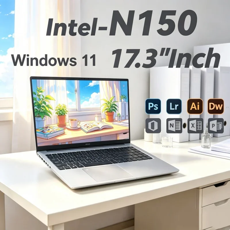 17.3" Intel Core N150 Windows 11 Snappy Laptop Computer 32GB RAM 1TB 2TB SSD Portable Notebook PC Office Study Laptops