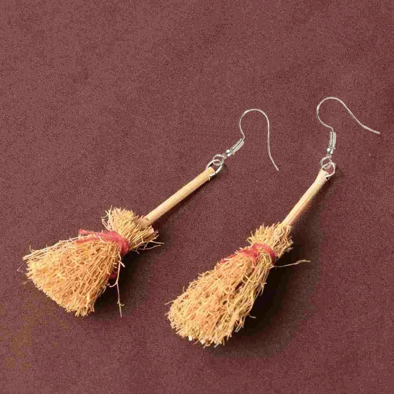 1 pair of special broom earrings Halloween novelty gift