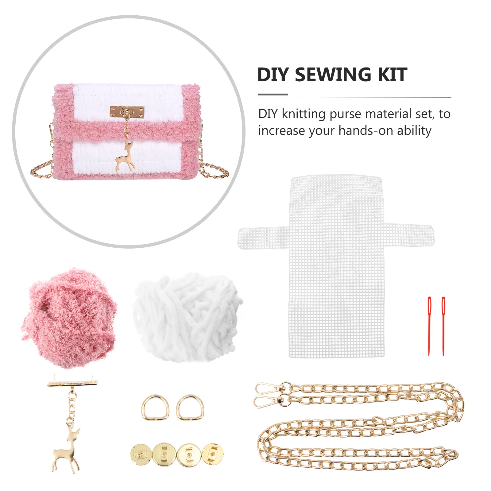 

1 set 1 Set Diy Woven Purse Material Kit Lovely Deer Pendant Handmade Bag For Phone Storage Sewing Craft Pouch Making