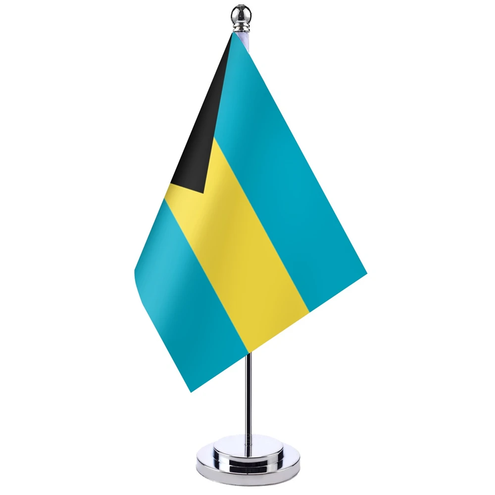 

14x21cm Office Desk Flag Of Bahamas Banner Boardroom Table Stand Pole The Bahamas Closet Cabinet Flag Set Meeting Room Decor